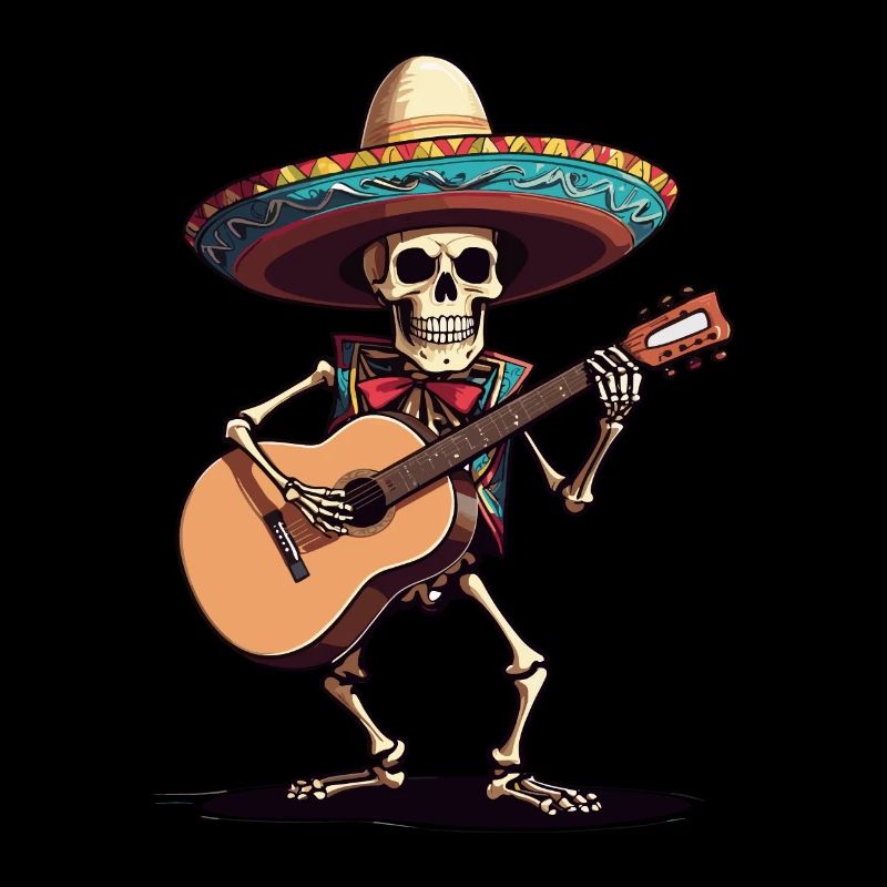 Guitariste squelette mariachi mexicain