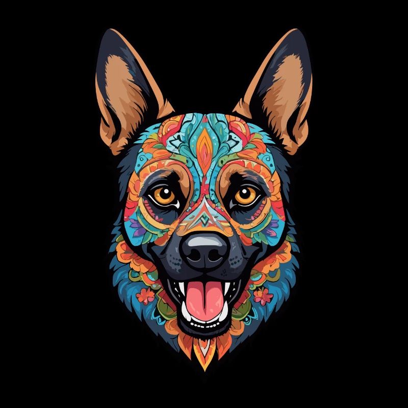 German Shepherd Dia De Muertos Sugar Skull Design
