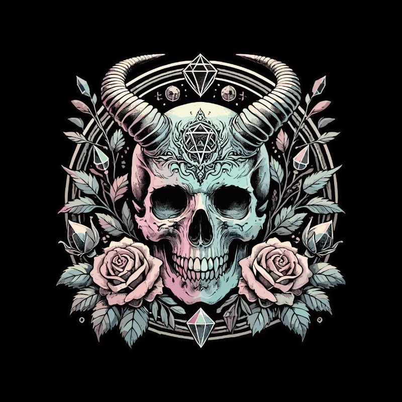 Pastel Goth Aesthetic Dark Skull Design