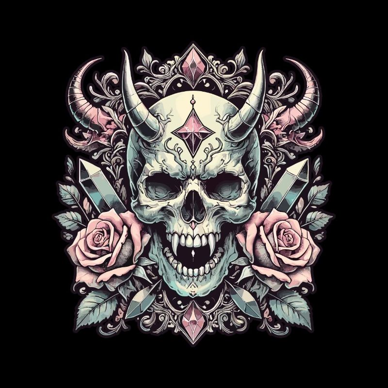 Pastel Goth Aesthetic Dark Skull Design