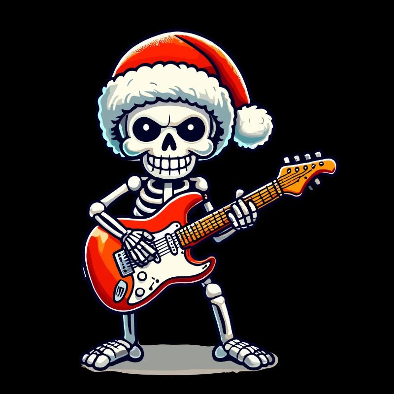 Noël squelette guitariste rocks