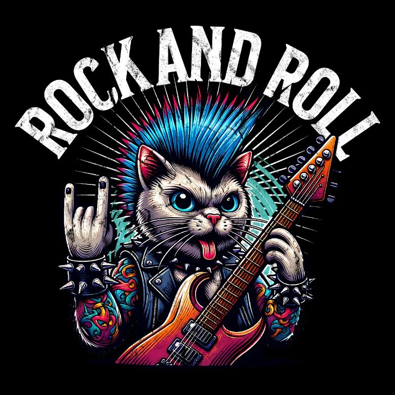 Cat Rock and Roll Guitarist