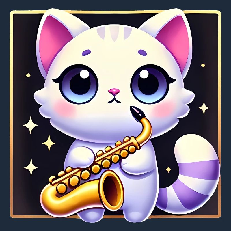 Conception de dessin animé de chat de saxophone mignon