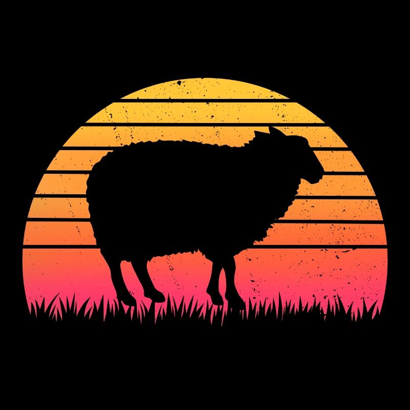 Retro Sunset Sheep T-Shirt Sheep