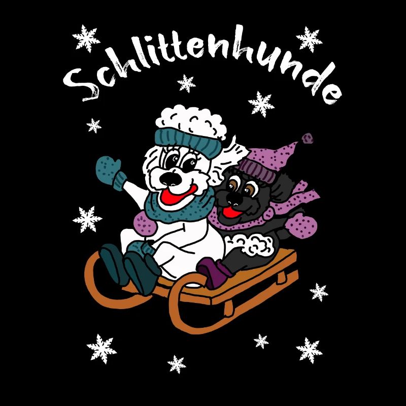 Schlittenhunde - Pudel Schlittenfahrt im Schnee