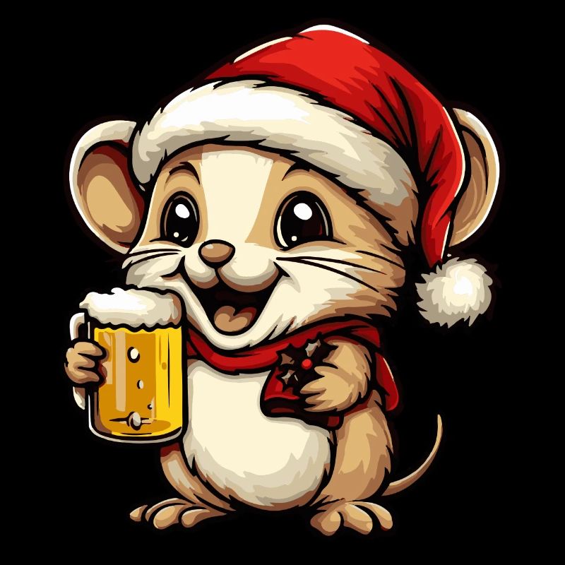 Mouse Christmas Beer Funny
