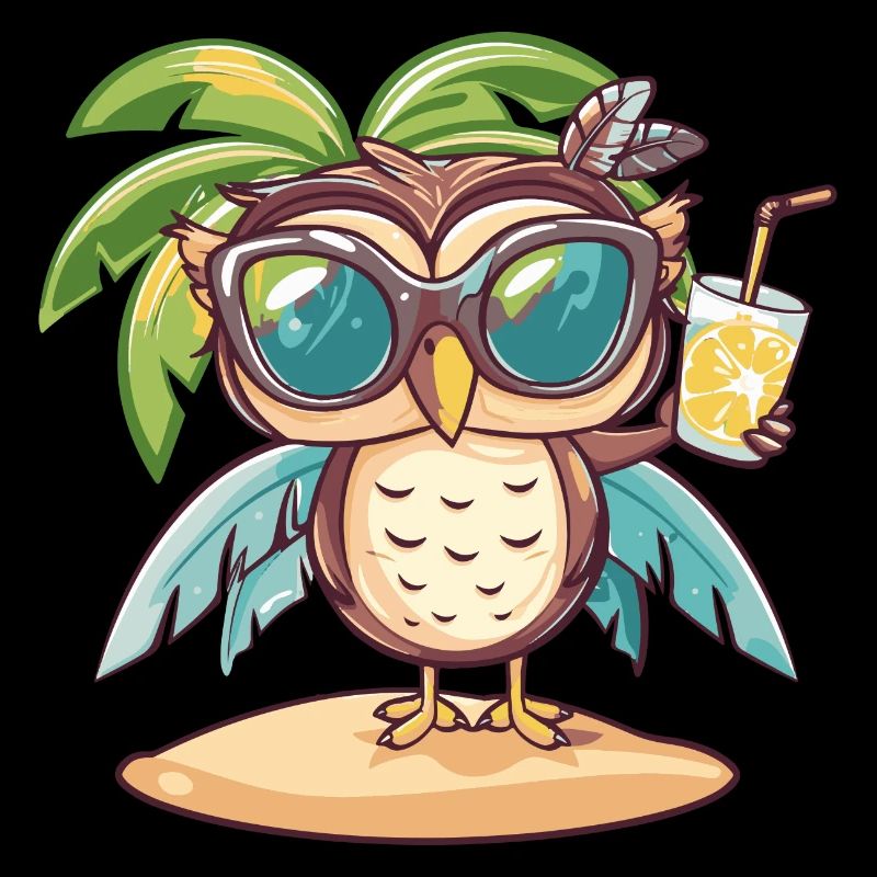 Eule Sommer Strand Comic