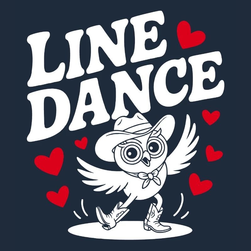 Line Dance Eule lustige Eule mit Stetson und Boots