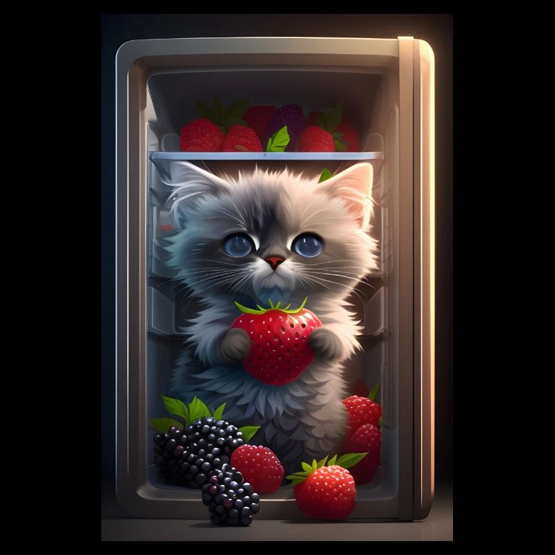 Chat mignon dans le frigo