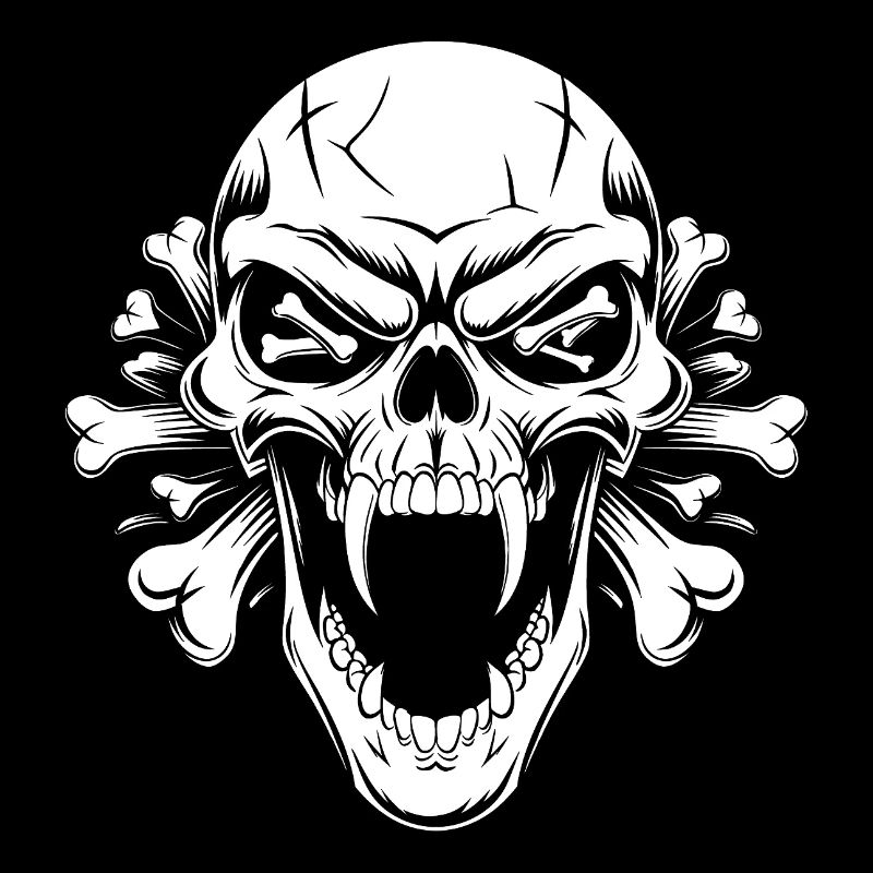 Angry skull with long teeth
