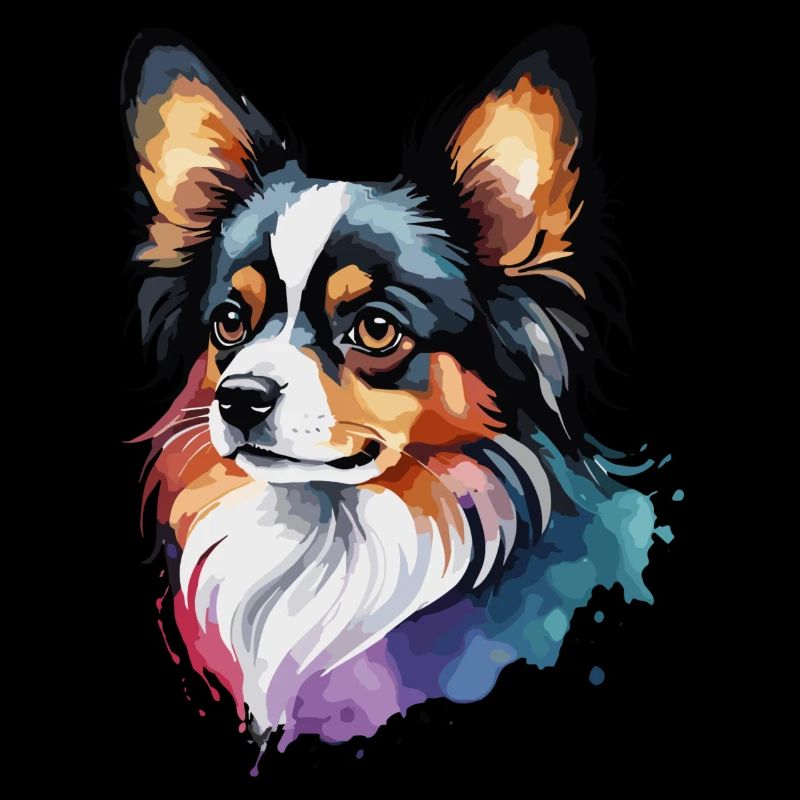 Papillon Chien Mignon Mignon Aquarelle Coloré