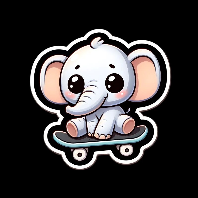 Mignon bébé éléphant avec planche à roulettes Maman éléphant