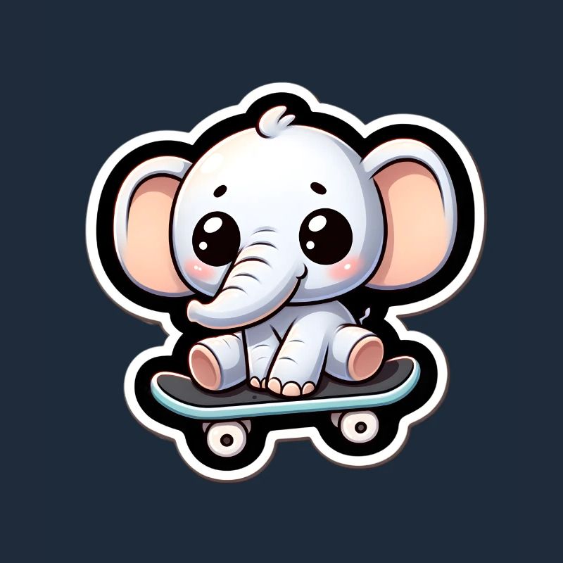 Mignon bébé éléphant avec planche à roulettes Maman éléphant