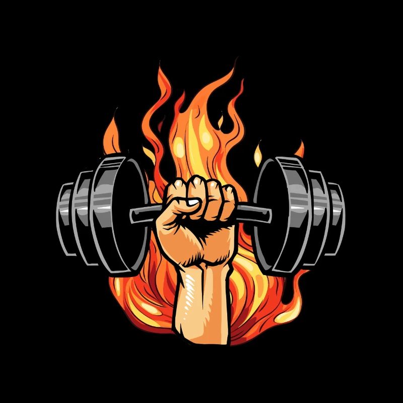 Fitness Motivation Bodybuilder Fire Dumbbell