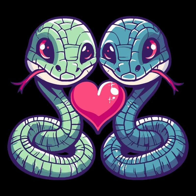 Serpent Cobra Couple Amour Saint Valentin