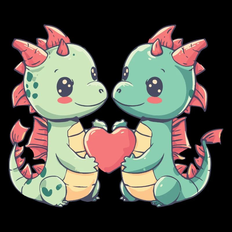 Dragon Couple Amour Saint-Valentin
