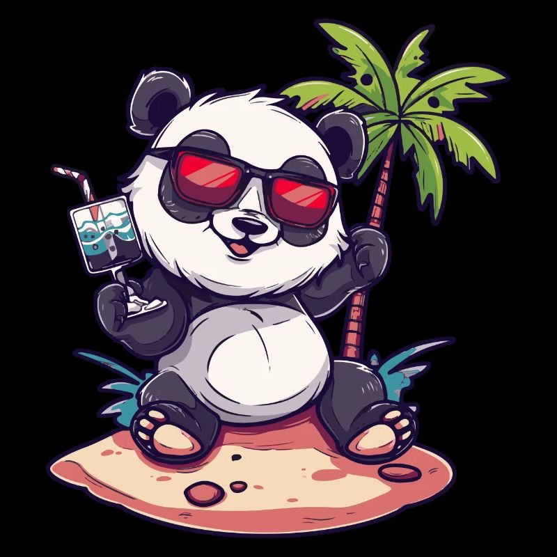 Panda Sommer Strand Comic