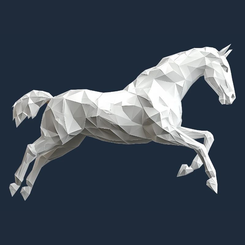 Cheval blanc Low Poly Logo Art Design Moule
