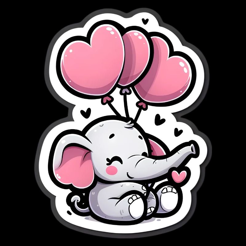 Mignon bébé éléphant avec maman éléphant ballon coeur