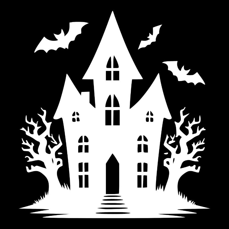 Kids Haunted House Halloween Bat Tattoo