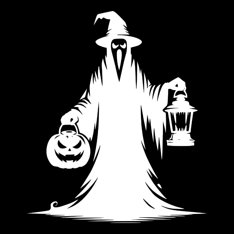 Scary Halloween Ghost with Pumpkin Lamp