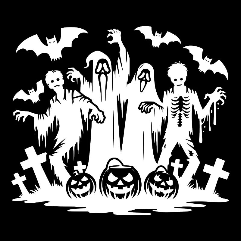 Kids Halloween Pumpkin Ghosts Party with Zombie