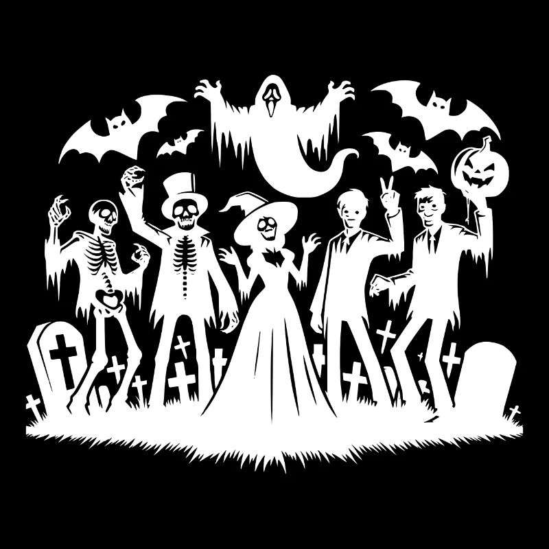 Lustiges Halloween Party mit Zombie und Geistern