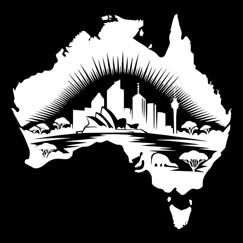 Continent australien paysage tatouage Sytyle