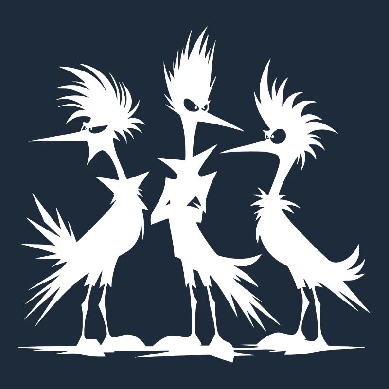 Annoyed funny bird group in defiance phase