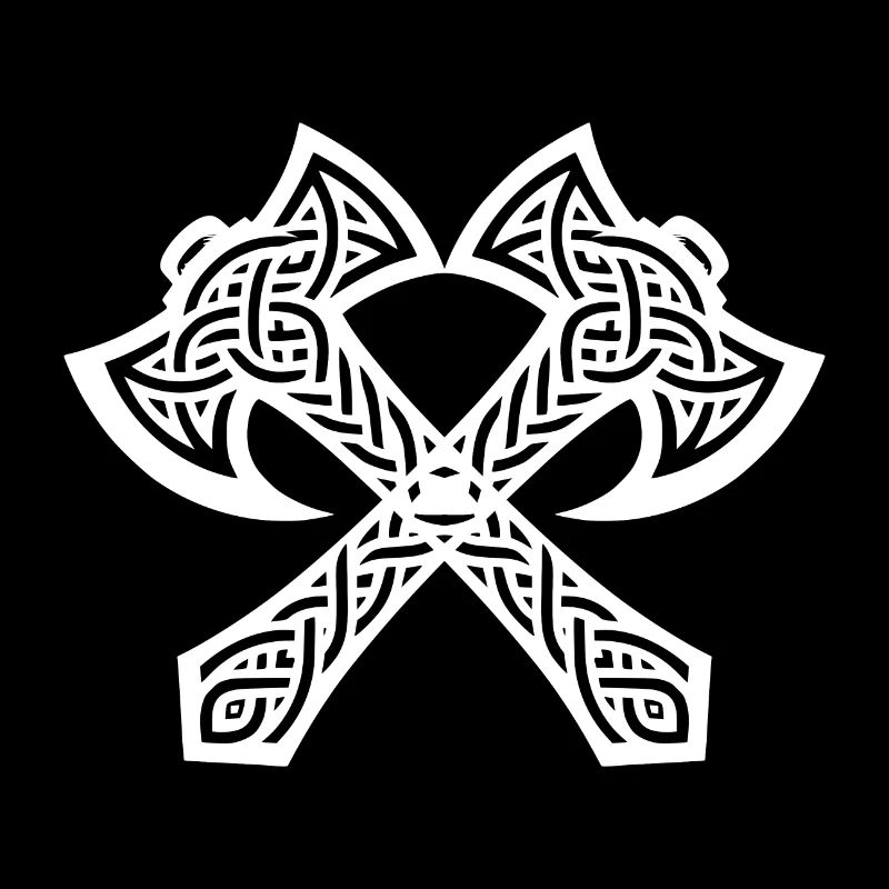 Doppelte Axt in Keltischen Knoten Tattoo Style