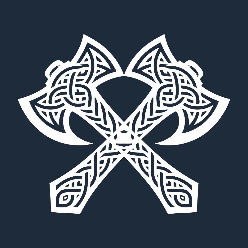 Double hache dans le style de tatouage de nœud celtique