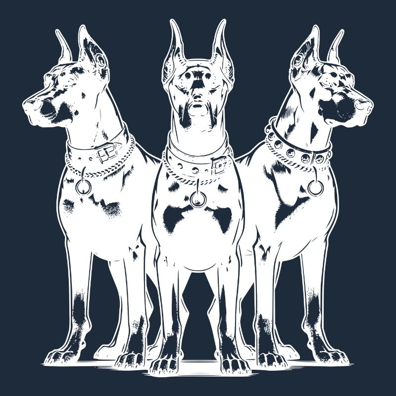 Dobermänner Hunde als dreier Wachgruppe