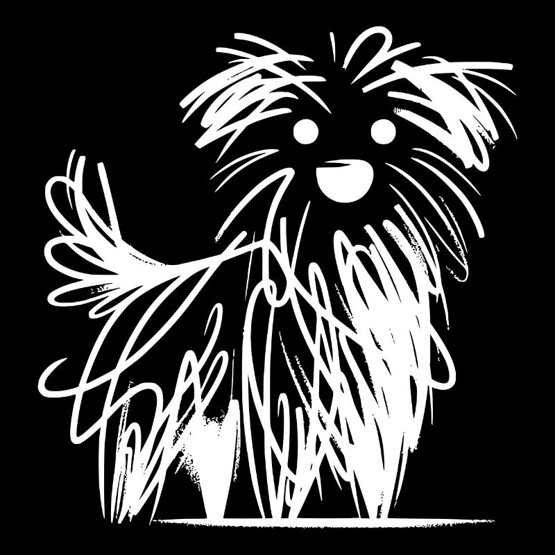 Playful Dog Sketch in Inks Doodle Lines