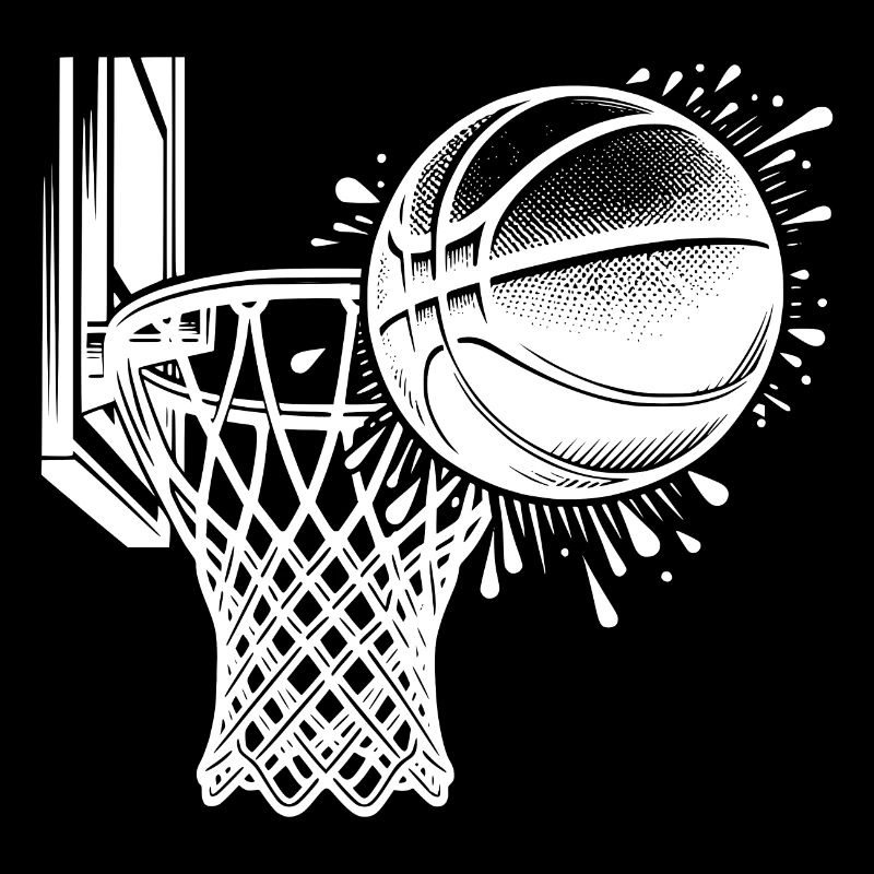 Basketball hoop with basketball