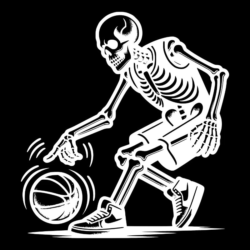 Halloween Skelett Basketballer mit Ball