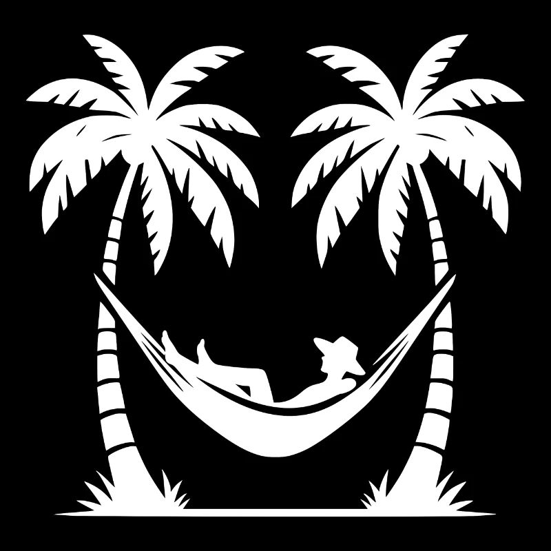 Hammock leisure under palm trees by the sea