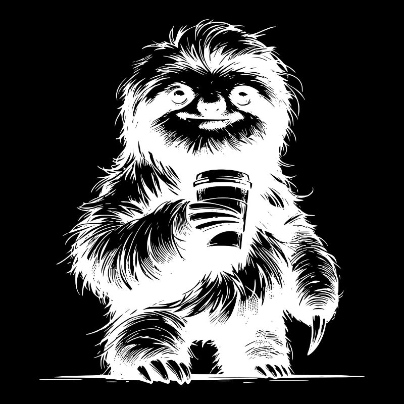 Niedliches Kaffee Faultier Bleistift Zeichnung