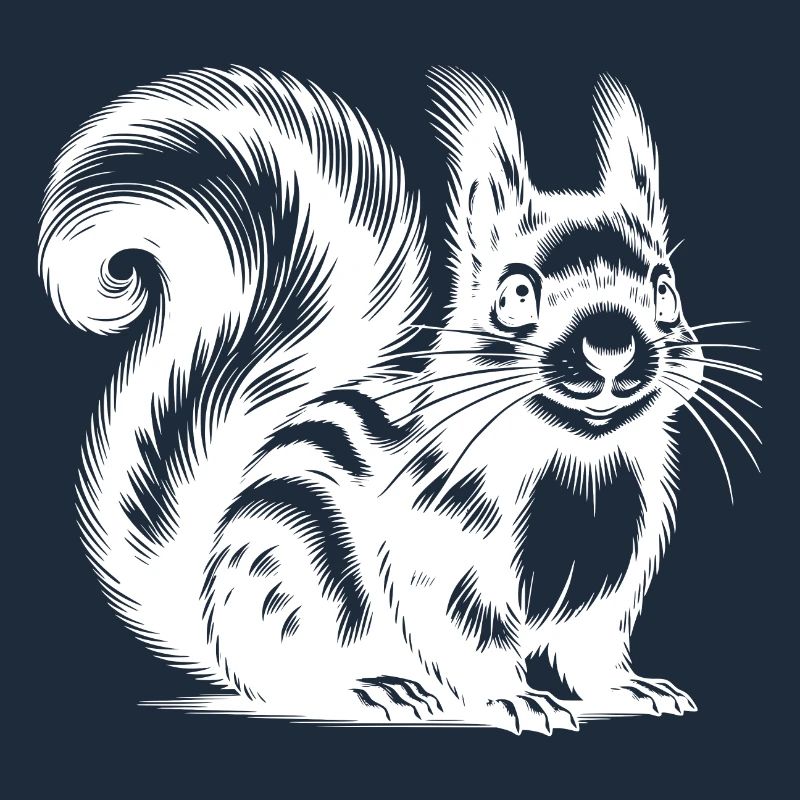 Putziges Kinder Eichhörnchen Tusche Zeichnung
