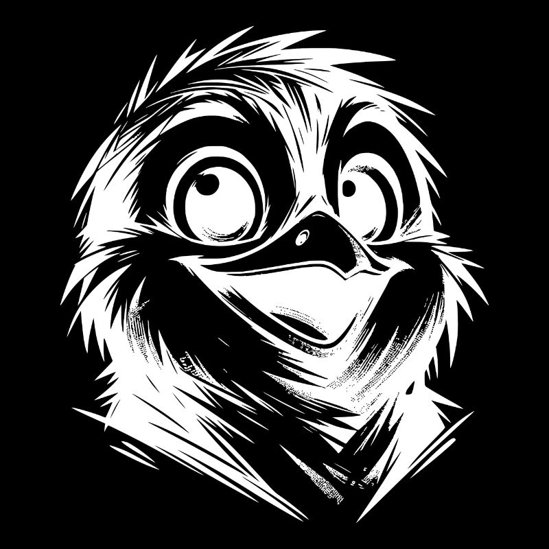 Strubbeliger Pinguin Cartoon Bleistift Zeichnung