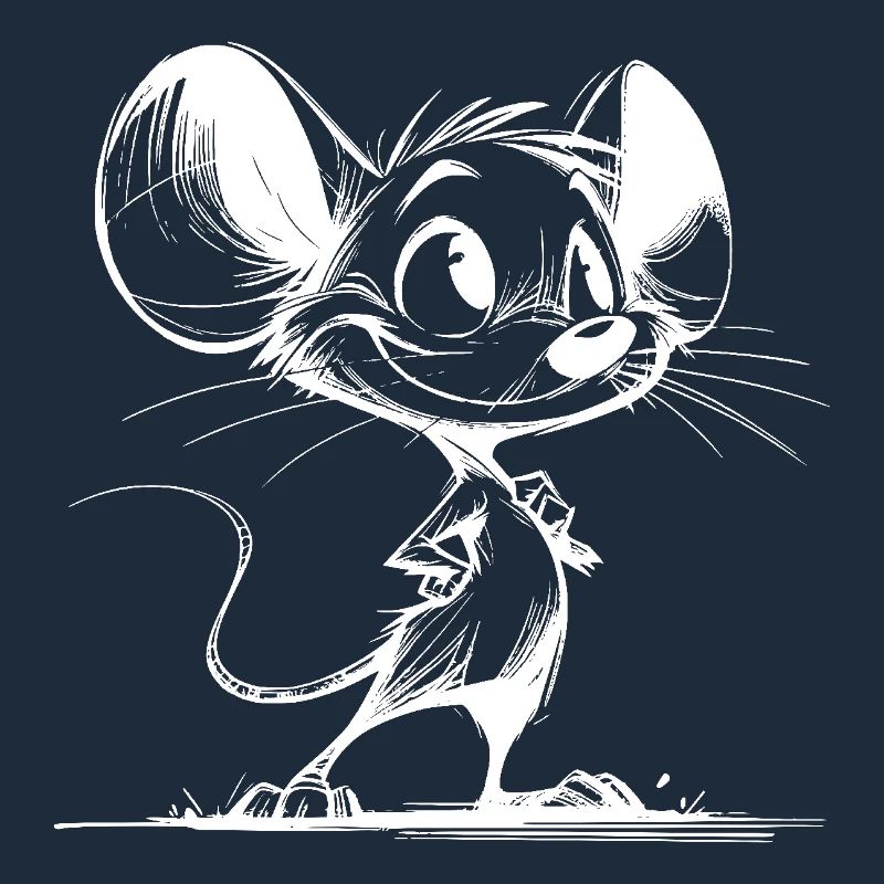 Cute baby mouse with huge eyes and ears