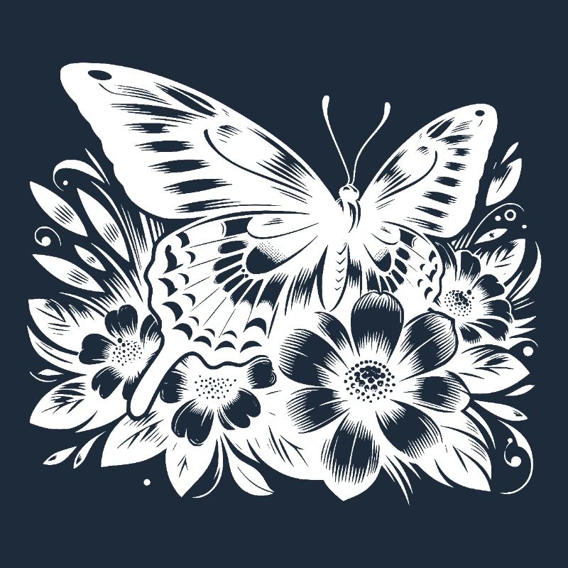 Butterfly with floral flowers elegance