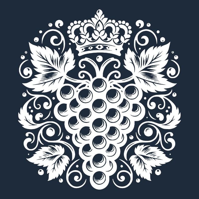 Grapes with elegance and crown in decorative style