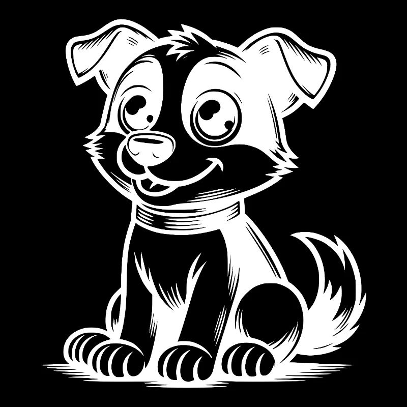 Chien drôle avec collier comme un personnage de dessin animé mignon