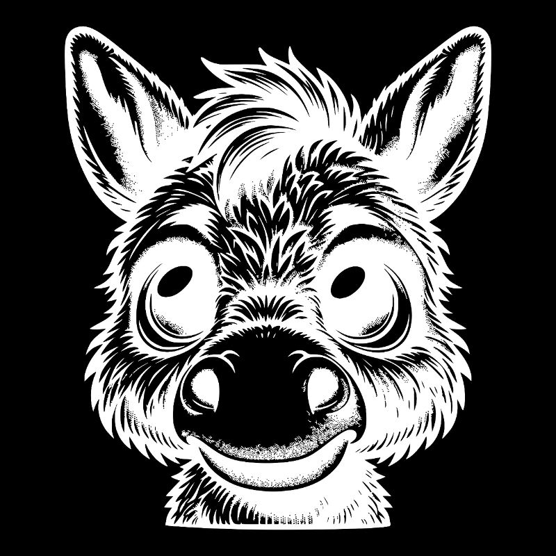 Charming donkey drawing with humorous facial expressions