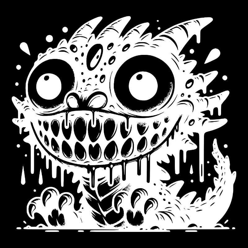 Naughty cartoon monster with demonic smile
