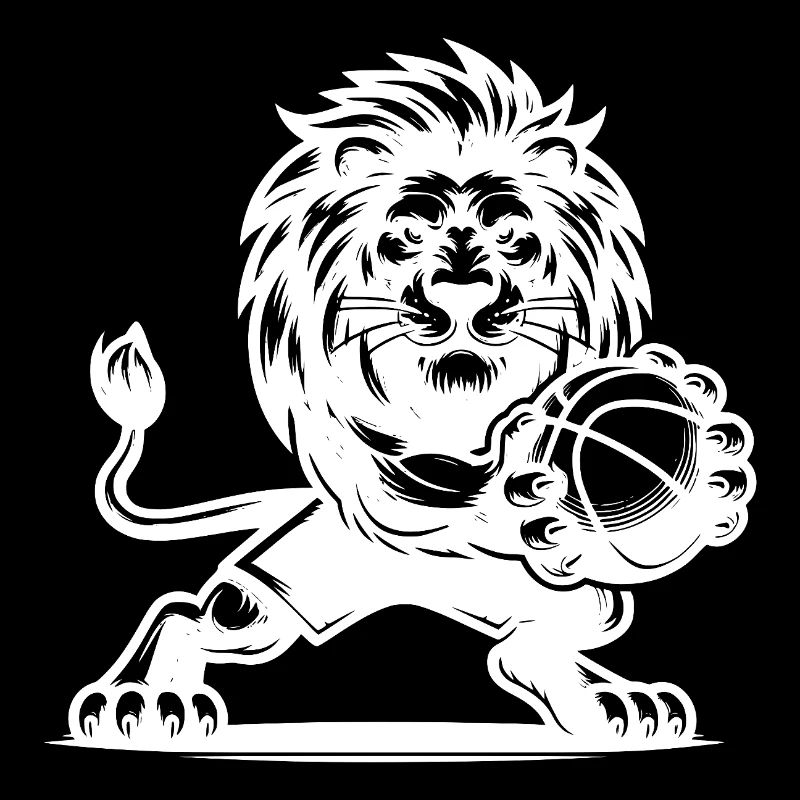 Lion de basket-ball orageux avec ballon