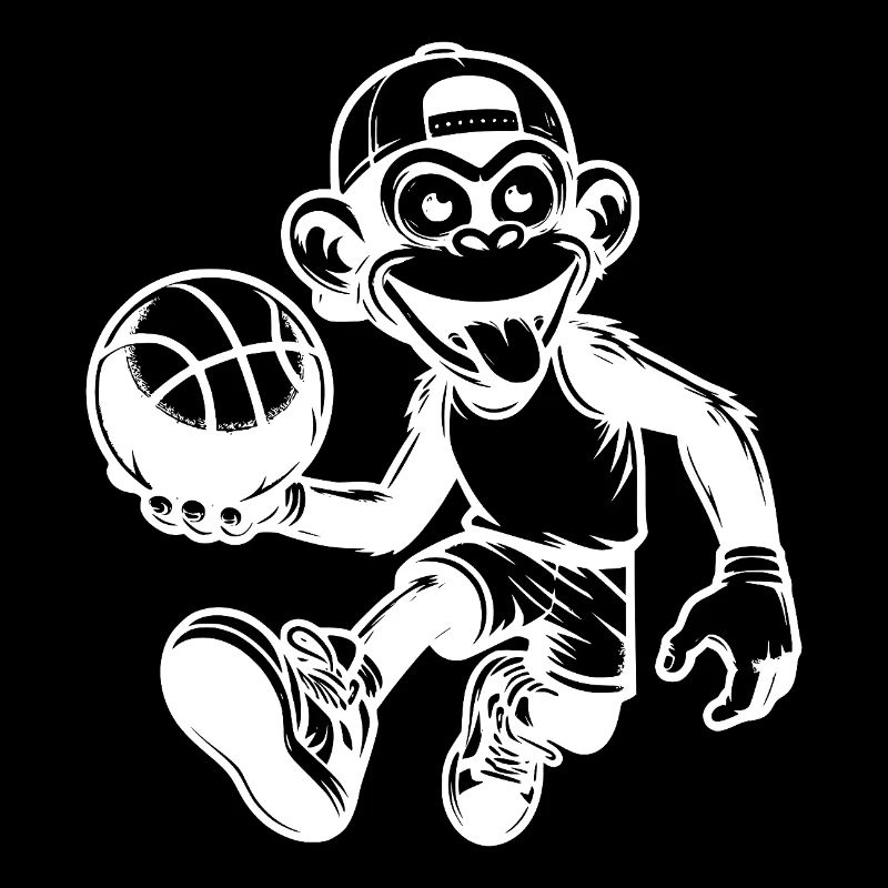 Frecher Basketball Affe mit Ball und Kappe