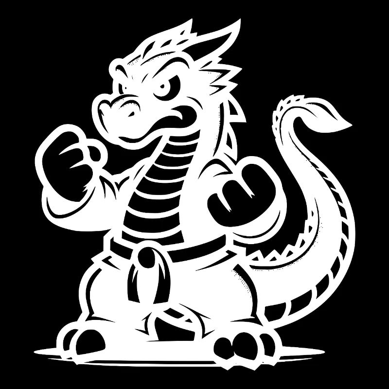 Grimmiger Cartoon Style Karate Drache