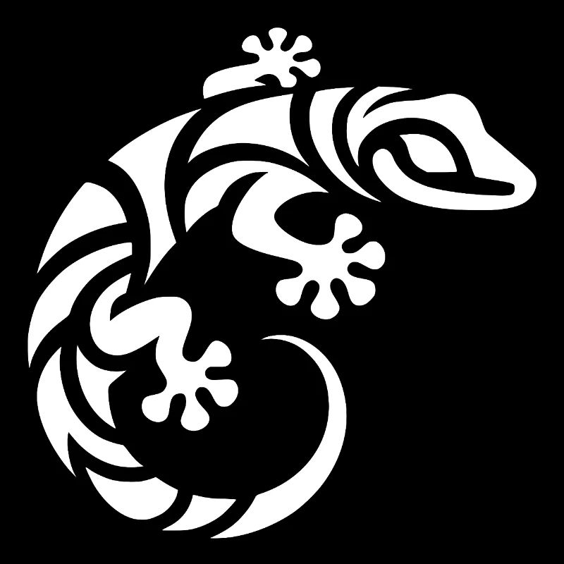 Grinsender kleiner Gecko im Tribal Tattoo Style