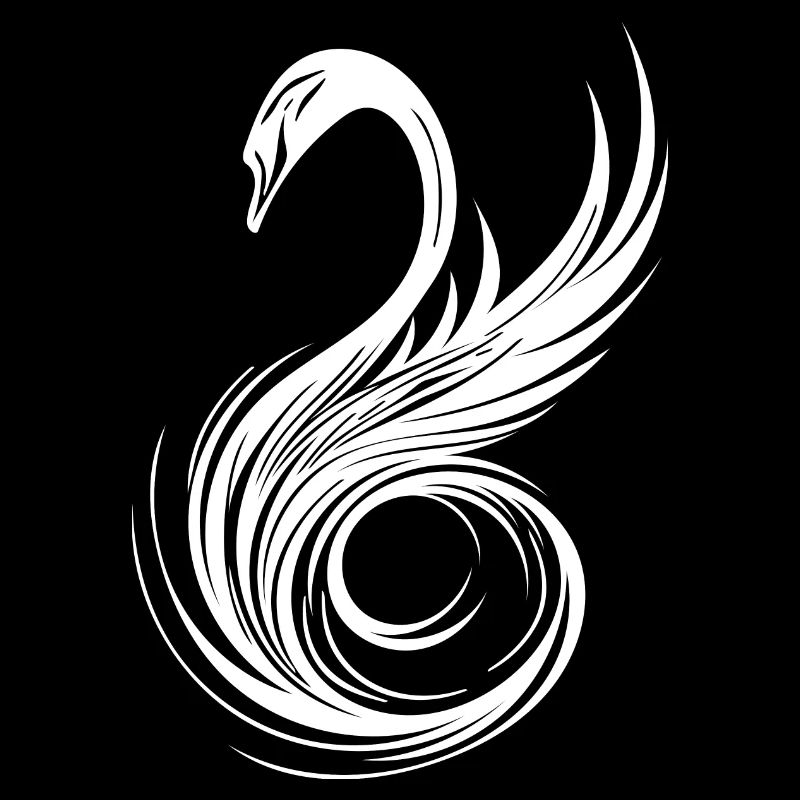 Tête de cygne ornée élégante avec des ailes